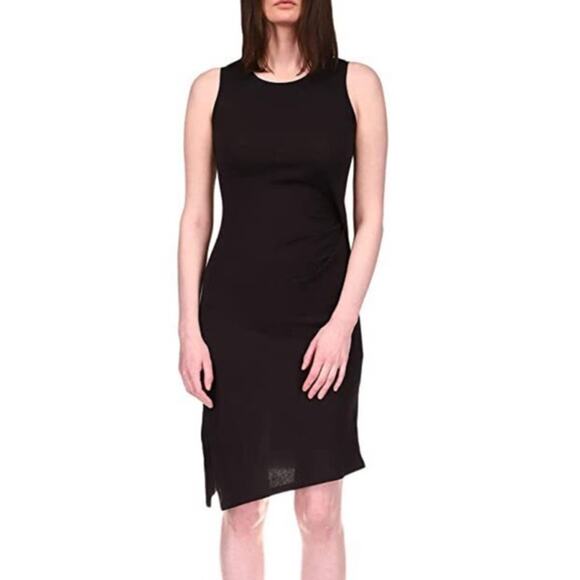MICHAEL Michael Kors Dresses & Skirts - NEW Michael Michael Kors Basics Black Ruched Draped Asymmetrical Midi Dress XS